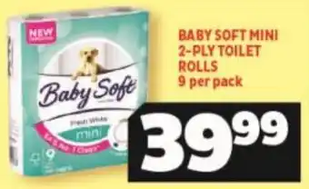 Usave Baby Soft Mini 2-Ply Toilet Rolls 9 per pack offer