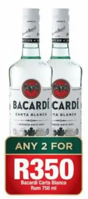 Bacardí Carta Blanca Rum 2 x 750ml
