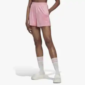 Sportscene Adidas originals women's velvet pink shorts offer
