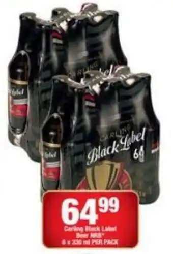 OK Liquor Carling Black Label Beer NRB 6 x 330ml per pack offer