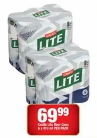 OK Liquor Castle Lite Beer Cans 6 x 410ml per pack offer