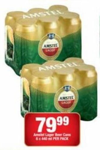 Amstel Lager Beer Cans 6 x 440ml per pack