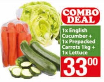 Check Save 1 x English Cucumber + 1 x Prepacked Carrots 1kg + 1 x Lettuce offer