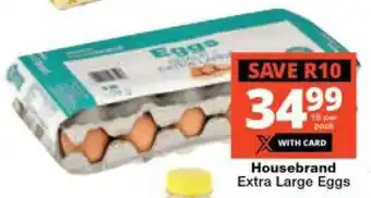 Checkers Housebrand Extra Large Eggs 18 per pack offer