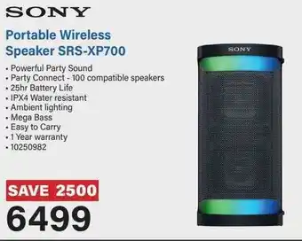 Incredible Connection Sony Portable Wireless Speaker SRS-XP700 offer