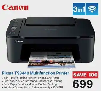 Incredible Connection Canon Pixma TS3440 Multifunction Printer offer
