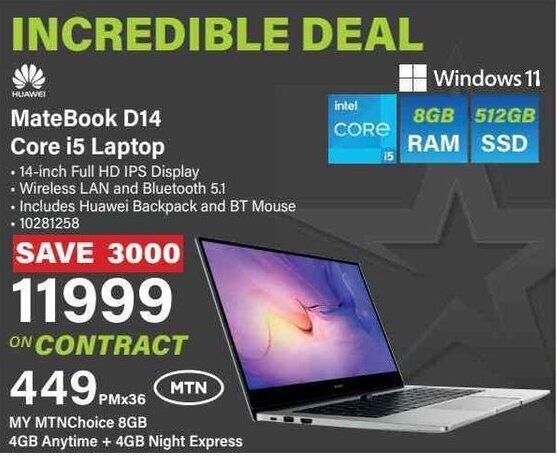 Huawei MateBook D14 Core i5 Laptop offer at Incredible Connection