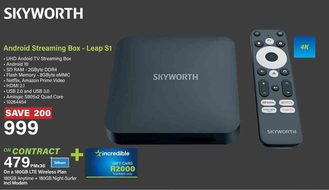 Skyworth Android Streaming Box Leap S1 offer at Incredible Connection