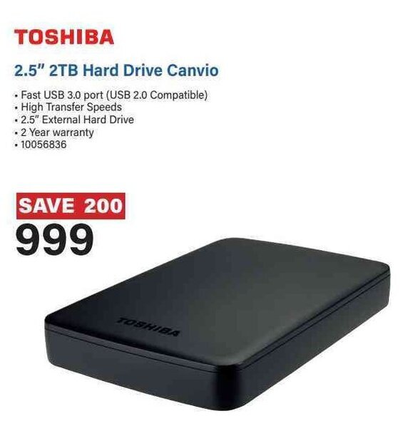 Toshiba 2.5" 2TB Hard Drive Canvio offer at Incredible Connection