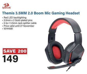 Incredible Connection Redragon themis 3.5mm 2.0 Boom Mic Gaming Headset offer