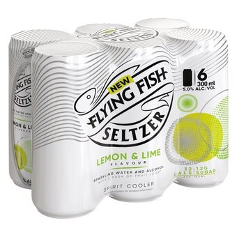 Flying fish hard seltzer lemon & lime can 300ml x 6