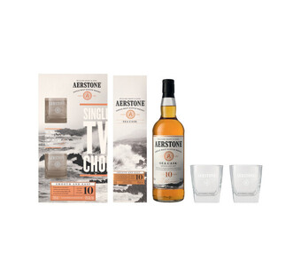 Aerstone sea cask malt whisky with glasses in gift pack (1 x 750ml)