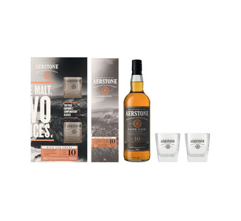Aerstone sea cask single malt whisky with glasses in gift pack (1 x 750ml)