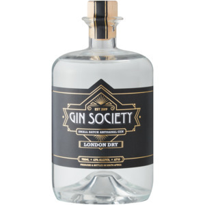Gin society small batch artisanal gin bottle 750ml