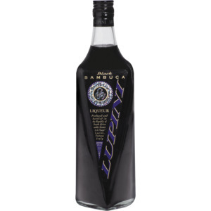 Lupini black sambuca liqueur bottle 750ml
