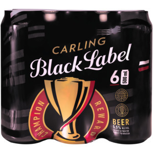 Checkers Liquor Shop Carling black label beer cans 6 x 500ml offer