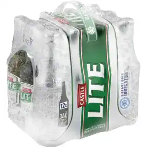 Castle lite beer bottles 12 x 340ml