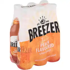 Shoprite Liquor Bacardi breezer peach flavoured spirit cooler bottles 6 x 275ml offer