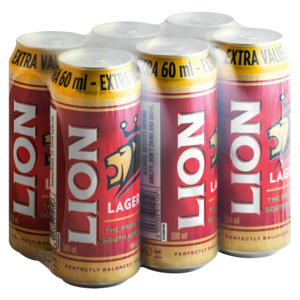 Lion lager beer cans 6 x 500ml