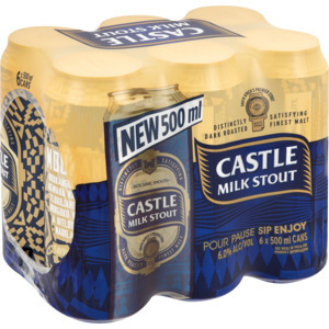 Castle milk stout beer cans 6 x 500ml