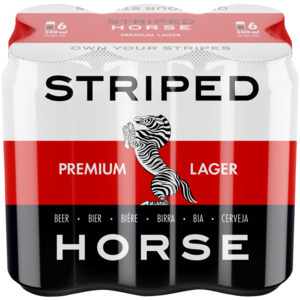 Striped horse premium lager beer cans 6 x 500ml