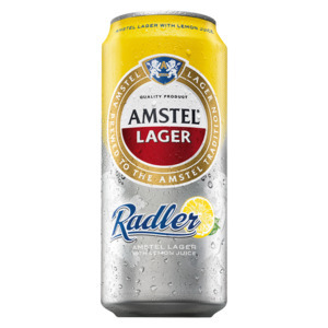 Amstel lager radler beer with lemon juice can 440ml