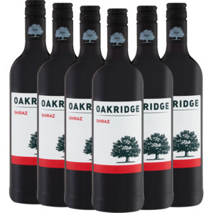 Oakridge shiraz red wine bottles 6 x 750ml