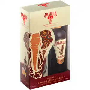 Shoprite Liquor Amarula cream liqueur bottle 750ml + 2 glasses gift pack offer