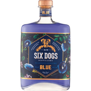Six dogs blue gin bottle 750ml