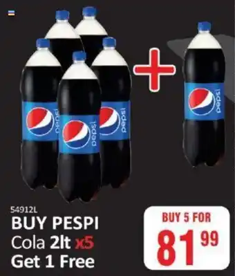 KitKat Cash and Carry Buy Pepsi Cola 2lt x5 Get 1 Free offer