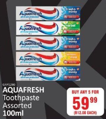 KitKat Cash and Carry Aquafresh Toohpaste assorted 100ml buy any 5 for offer