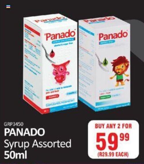 Panado Syrup assorted 50ml buy any 2 for offer at KitKat Cash and Carry