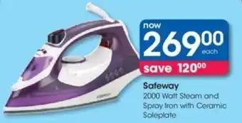 Clicks Safeway 2000 Watt Steam and Spray Iron with Ceramic Soleplate offer