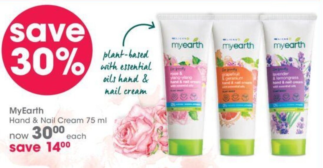 Myearth Hand & Nail Cream 75ml offer at Clicks