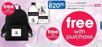 Purchase any Calvin Klein Fragrances 50ml or Larger and receive a FREE Calvin Klein Backpack