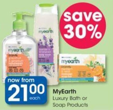 Myearth Luxury Bath or Soap Products offer at Clicks