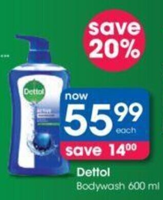Clicks Dettol Bodywash 600ml offer