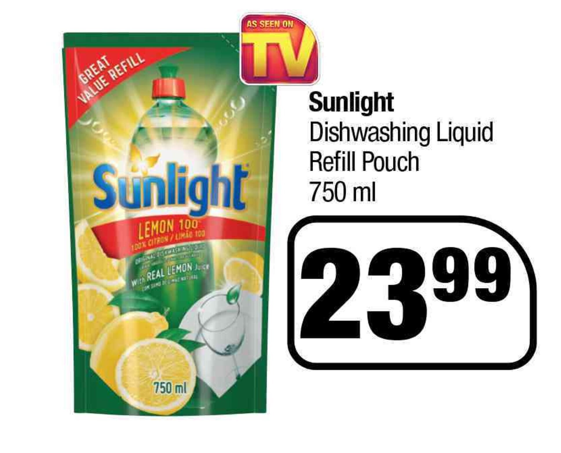 Sunlight Dishwashing Liquid Refill Pouch 750ml offer at Spar