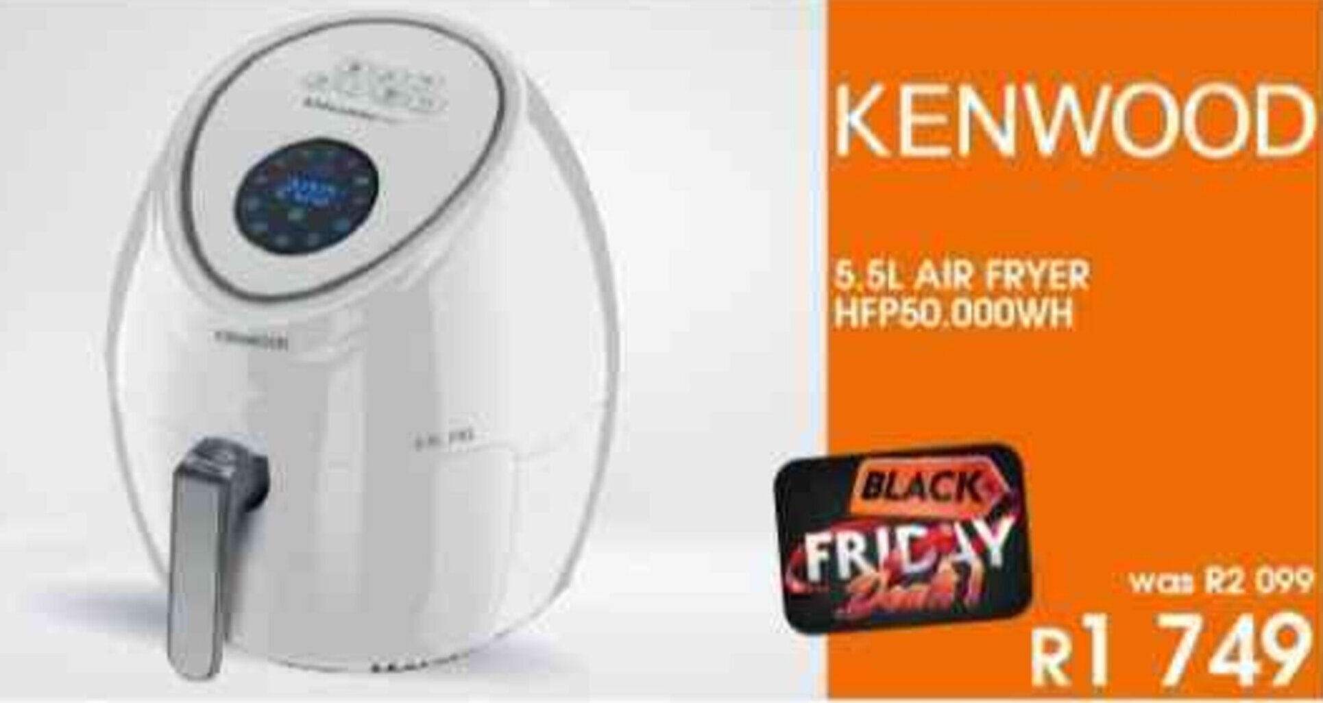 Kenwood 5.5L Air Fryer HFP50.000WH offer at Tafelberg Furnishers
