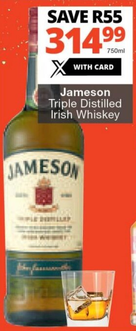 Checkers Liquor Shop Jameson Triple Distilled Irish Whiskey 750ml offer