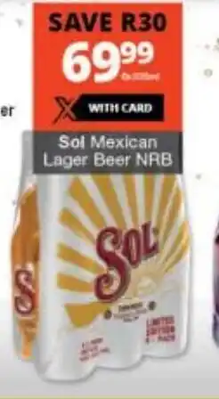 Checkers Liquor Shop Sol Mexican Lager Beer NRB 6 x 330ml offer