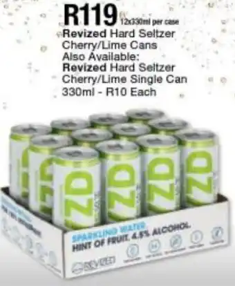 Revized Hard Seltzer Cherry / Lime Cans al available: Revized Hard Seltzer Cherry / Lime Single Can 330ml 12 x 330ml