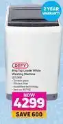Game Defy 8kg top loader white washing machine dtl155 offer