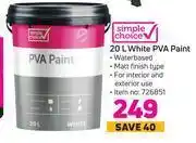 Game Simple choice white pva paint-20l offer