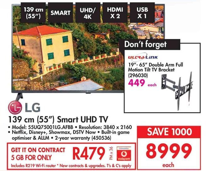 LG 139cm (55") Smart UHD TV offer at Makro