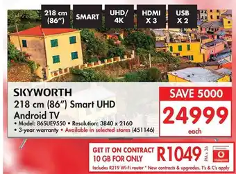 Makro Skyworth 218cm (86") Smart UHD Android TV offer