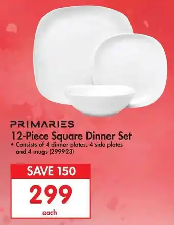 Makro Primaries 12-Piece Square Dinner Set offer