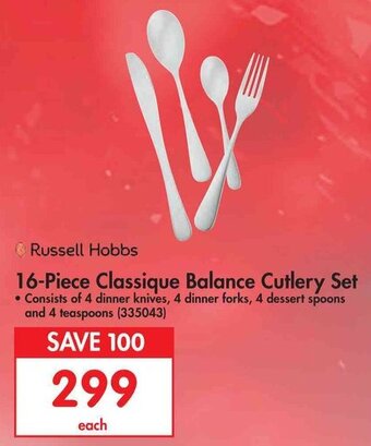 Makro Russell Hobbs 16-Piece Classique Balance Cutlery Set offer