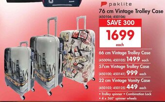 Paklite 76cm Vintage Trolley Case