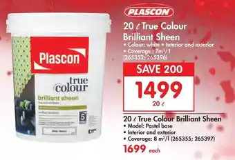 Makro Plascon 20L True Colour Brilliant Sheen offer